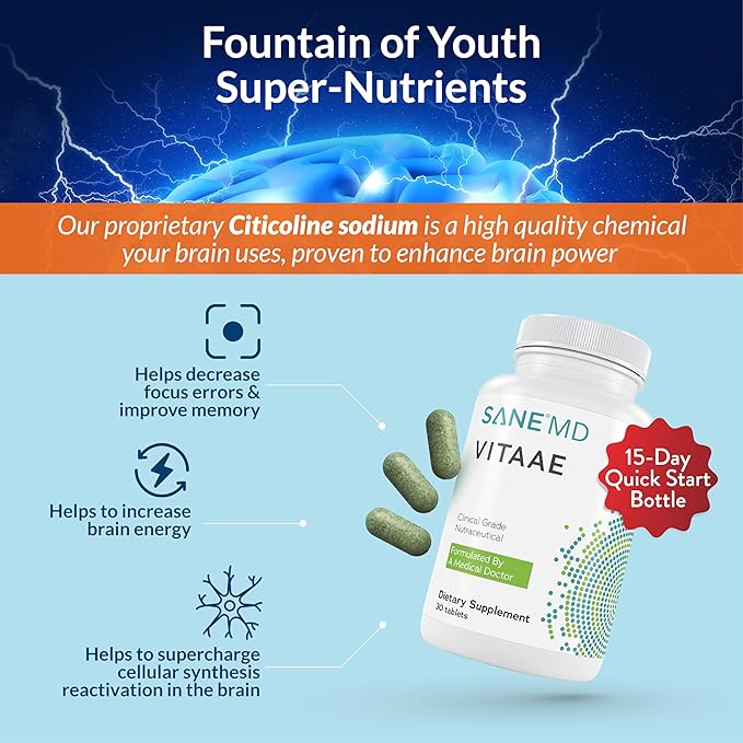 SANE MD Vitaae - Throat Phlegm, Coughing, and Brain Support - Citicoline Supplements for Respiratory, Throat, and Brain Health