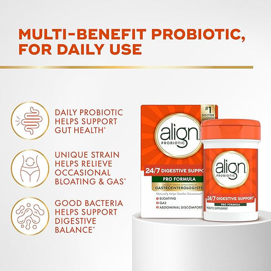 Align Probiotic, Pro Formula, Probiotics for Women and Men, Probiotics for Digestive Health, Men and Womens Probiotic Capsules Help Relieve Occasional Bloating & Gas*, 30 Capsules