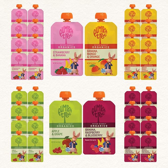 Peter Rabbit Organics Fruit & Vegetable Variety Pack - Squeezable Snack Pouches, 4 oz. (Pack of 36)