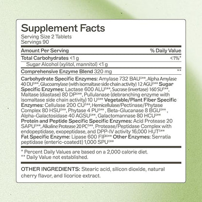 Amy Myers MD Digestive Enzymes Chewable – Complete Enzymes Support Leaky Gut, Acid Reflux, Gas, Bloating, Gluten Exposure – Amylase, Lipase, Lactase, Alkaline, Protease, Sucrase + More – 180 Tablets
