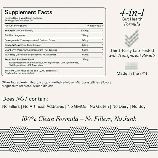 Adapt Naturals 4-in-1 Biome Protect Prebiotics, Probiotics Supplement Postbiotics & Polyphenols for Microbiome, Gut Health & Defense for Women & Men, 30 Day Supply