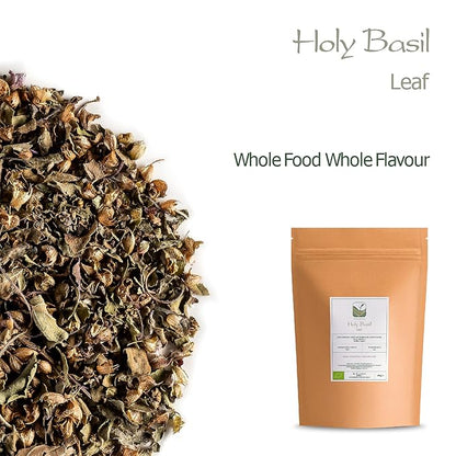 Tulsi Holy Basil Organic Tea - Sweet Green Delicacy - Herbal Thulasi or Tulasi - Holy Basil Herb Tea Organic Holy Basil Tea Organic Tulsi Tea Dried Tulsi Holy Basil Dried Tulsi Basil Holy