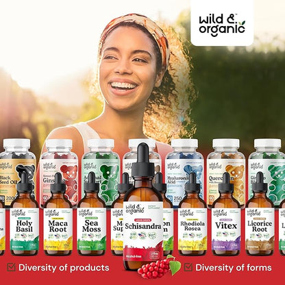 Wild & Organic Schisandra Berry Extract Drops 500 mg - Relaxing Schisandra Supplement - Liquid Chinensis Tincture - Vegan, Sugar & Alcohol-Free - 2 fl oz