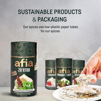 Afia Za'atar Spice Blend | Authentic Mediterranean Seasoning with Sumac, Toasted Sesame & Herbs | Perfect for Dips, Marinades, Flatbreads & More | Non-GMO, No Fillers, No Preservatives (2.2oz)
