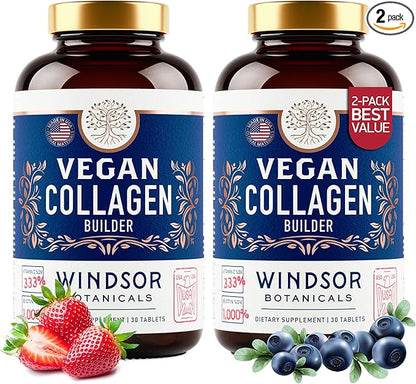 Vegan Collagen for Women and Men - Organic Superfood, Amino Acids Glycine, Lysine, Proline for Healthy Skin, Hair, Nails - Plant-Based Collagen Booster Supplements - 60 Gluten-Free Vegetarian Pills