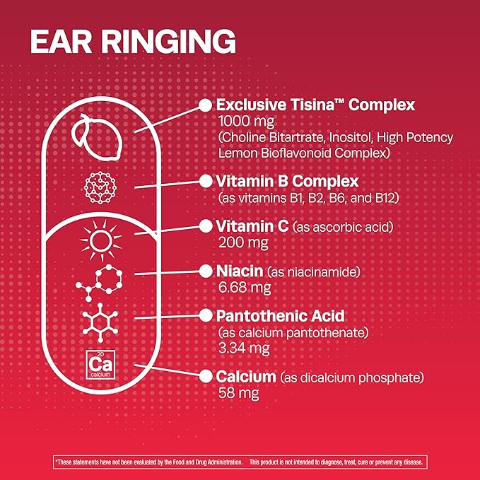 Lipo-Flavonoid Plus Tinnitus Relief - Doctor-Recommended for Ringing Ears - Clinically-Proven Lemon Bioflavonoid Complex with Vitamins C, B1, B2, B6, B12, & Calcium - 500 Caplets