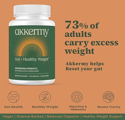 Akkermansia Probiotic for Appetite & Craving Control | Increases GLP-1 & Boosts Healthy Weight | 180 Day Supply | Made in USA | Bacillus Coagulans, B2, D3 & Chromium |SIBO Friendly, Vegan, Gluten Free