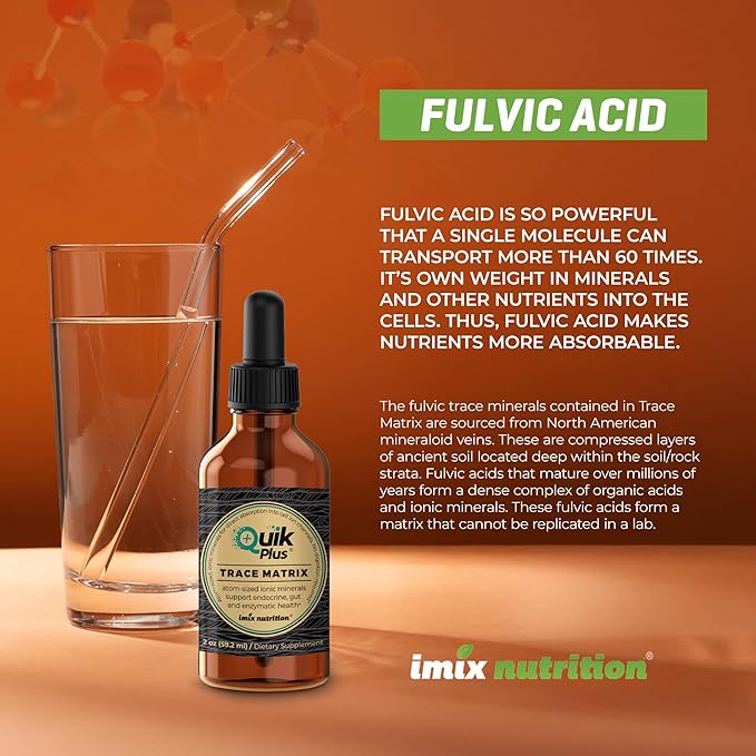 QuikPlus Liquid Mineral Supplement for Adults – Vegan, Gluten-Free, All Natural, Highly Bioavailable – 2 oz Bottle (Trace Matrix)