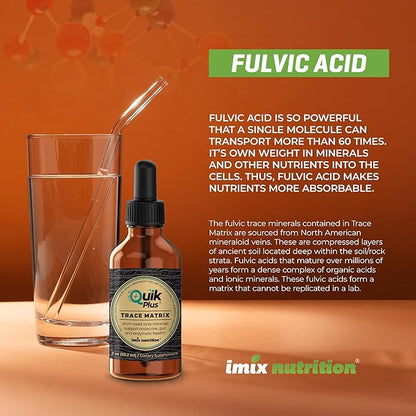 QuikPlus Liquid Mineral Supplement for Adults – Vegan, Gluten-Free, All Natural, Highly Bioavailable – 2 oz Bottle (Trace Matrix)