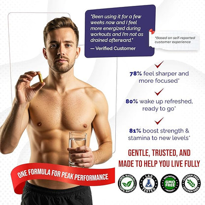 Tribulus Terrestris 98% Saponins - Enhanced 12-in-1 Formula with Yohimbine, Red Panax Ginseng, Ashwagandha for Boosting Energy, Stamina & Endurance* - Made in The USA