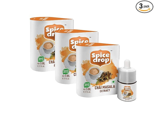 Spice Drop Chai Masala Extract (Tea Masala Drops), No Additives, 5 ml (Pack of 3 x 180 Drops)