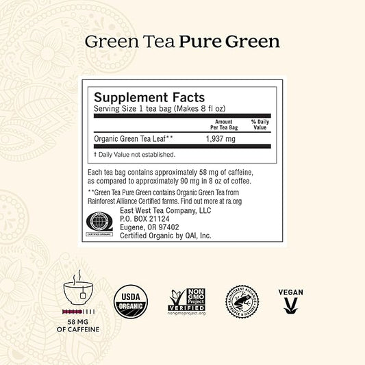 Yogi Tea Pure Green Tea - 16 Bags per Pack (4 Packs) - Organic - Supports Overall Health & Provides Antioxidants