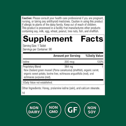 Standard Process Iodomere - Daily Supplement to Support Your Metabolism, Immune Function & Thyroid Hormone Production - Gluten-Free, Non-Dairy & Non-Soy - 90 Tablets (90 Servings)