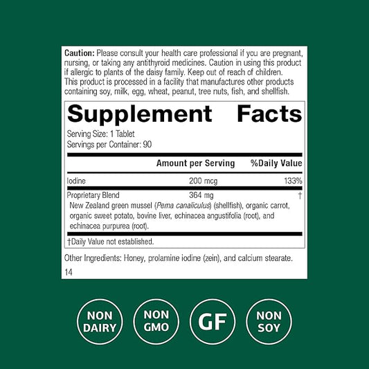Standard Process Iodomere - Daily Supplement to Support Your Metabolism, Immune Function & Thyroid Hormone Production - Gluten-Free, Non-Dairy & Non-Soy - 90 Tablets (90 Servings)