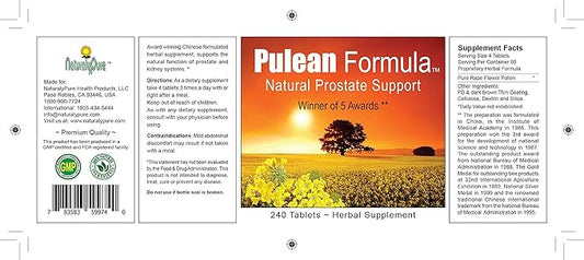 Pulean Formula - Natural Enlarged Prostate Support, Winner of 5 Awards. 240 Tablets