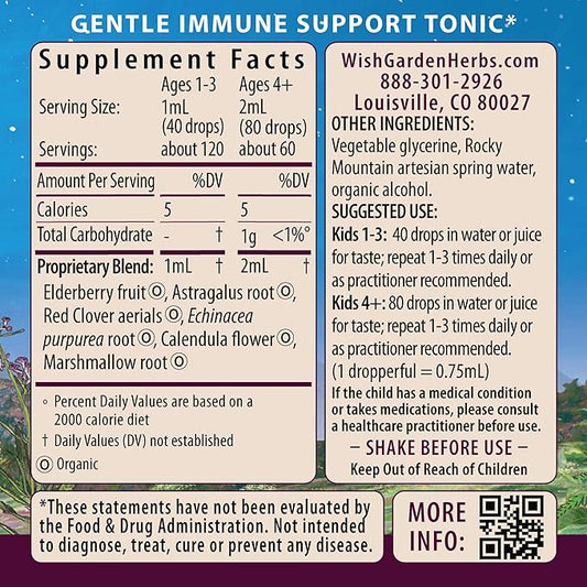 WishGarden Herbs Daily Immune for Kids - Daily Immune Support Formula for Children, Herbal Immune Defense & Immune System Booster with Black Elderberry & Echinacea, Kids Immune Support Supplement, 4oz
