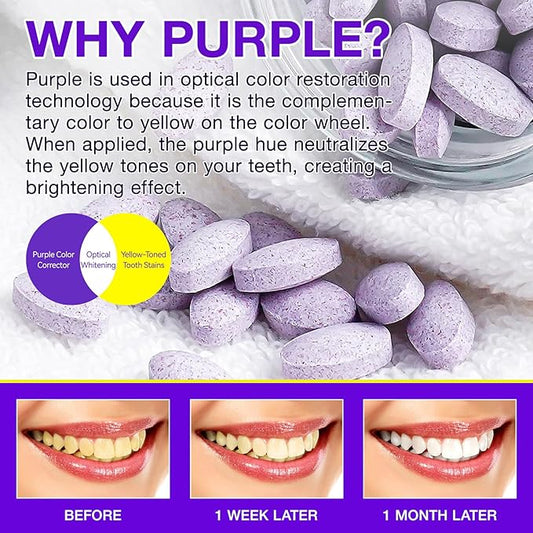 150 Pcs Purple Toothpaste Tablets with Nano Hydroxyapatite for Teeth Whitening, Fresh Breath, Enamel-Safe and Remineralizing Tablets with Coconut Oil, Peppermint, Travel Friendly
