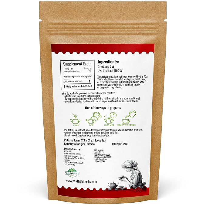 4 oz. Uva Ursi Leaf Uva Ursi Tea Herbal (Arctostaphylos Uva-Ursi) - 113g Uva-Ursi Herb Tea Arctostaphylos Uva-Ursi