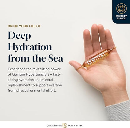 Quicksilver Scientific Original Quinton Hypertonic Solution - Sea Water Hydration - Liquid Minerals with Electrolytes for Muscle Recovery, Stamina+Mineral Replenishment (30 Single Serving Glass Vials)