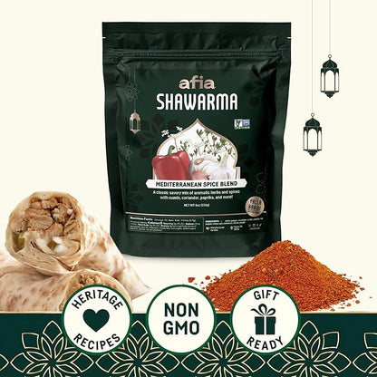 Afia - Shawarma Seasoning | Shawarma Spice Blend for Garlic Sauce (Toum), Lavash & Other Flatbreads, Kebab, Kofta, Grilled Meat | Premium Spice with Top Notes of Cumin and Coriander (1pk, 8oz)