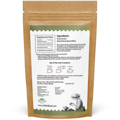 50 bags Black Cohosh Tea Black Cohosh Root Herbal Tea (Actaea racemosa) - 50 Count 2 g Tea Bags Herb Tea Cohosh