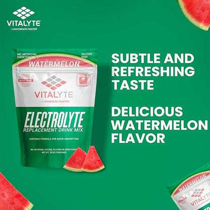 Vitalyte Electrolyte Powder Drink Mix, Isotonic Electrolyte Hydration Mix, Gluten Free Post Workout Powder Mix, Pack of 2, 35 oz. Each, Watermelon Flavor