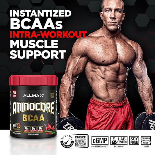 ALLMAX Nutrition AMINOCORE BCAA – 8G BCAAs – 100% Pure Branch Chained Amino Acids – Gluten Free - Pink Lemonade - 315 Gram
