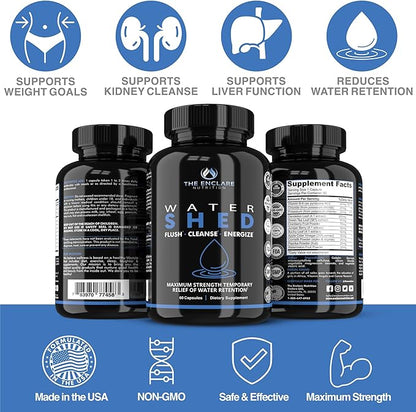 THE ENCLARE NUTRITION|Water Pills Diuretic for Water Retention, Detox, Liver, Kidney, Weight, Swelling/Bloating Relief. Green Tea, Cranberry, Apple Cider Vinegar, Dandelion, Vitamin B6, Chloride (3)