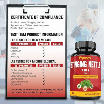 Stinging Nettle Extract Capsules with Boswellia, Turmeric & Saw Palmetto - 2 Month Supply for Joint, Body Management, Skin, Hair & Immunity