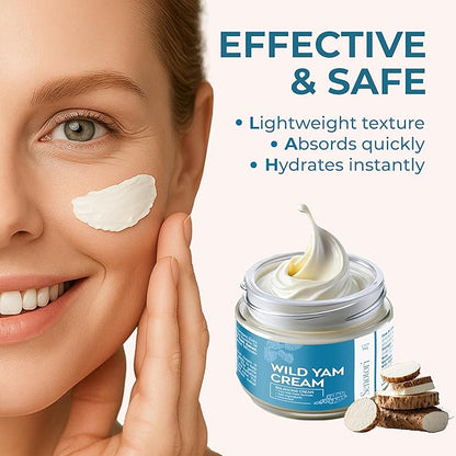Wild Yam Cream – Herbal Support for PMS & Menopause Relief – Balances Hormones, Eases Hot Flashes & Night Sweats; Suitable for All Skin Types – Gift for Mother (2oz)