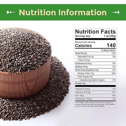 Sincerely Nuts Black Chia Seeds - Natural Superfood | Raw, Gluten-Free, Vegan & Kosher | Healthy Food Perfect for Oatmeal, Shakes, Smoothies | Source of Protein Omega 3, Fiber. 3 (LB) Bag