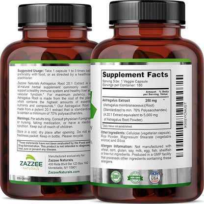 Zazzee Extra Strength Astragalus Root and Extra Strength USDA Organic Holy Basil Tulsi Extract