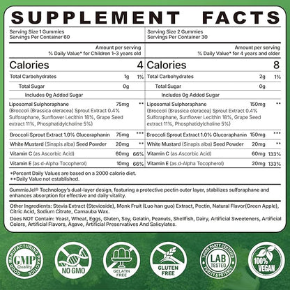 150mg Liposomal Sulforaphane Supplement from Broccoli Sprouts Extract - Sulforaphane with Myrosinase, Vitamin C, E | Broccoli Sprout Supplement for Antioxidant, Detox & Cellular Health | 60 Counts