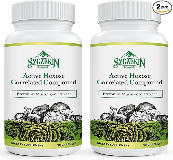 Active Hexose Correlated Compound 1500 mg Supplement, Natural 8 Mushroom Extract Supplement, Immune System, Liver Function, Natural Killer and T Cells Activity, 180 Veggie Capsules