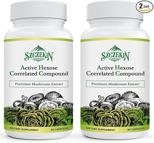 Active Hexose Correlated Compound 1500 mg Supplement, Natural 8 Mushroom Extract Supplement, Immune System, Liver Function, Natural Killer and T Cells Activity, 180 Veggie Capsules