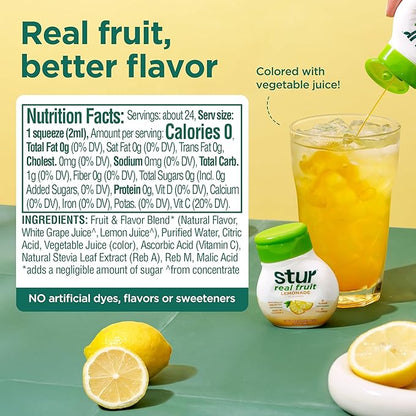 Stur Liquid Water Enhancer | Lemonade | Naturally Sweetened | High in Vitamin C & Antioxidants | Sugar Free | Zero Calories | Keto | Vegan | 5 Bottles, Makes 120 Drinks