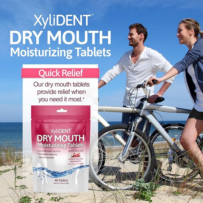 Nature's Stance XyliDENT Xylitol Tablets for Dry Mouth Relief - Stimulates Saliva, Freshens Breath, Reduces Acid Production, Fast Acting Relief, 40 Count (Pomegranate Raspberry)
