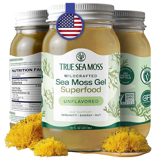 TrueSeaMoss Sea Moss Gel – Made in USA – Wildcrafted Seamoss, Dried Seaweed & Sea Vegetables – Original, Pack of 1 (Labels may Vary)