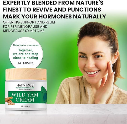 Wild Yam Cream, 2oz Wild Yam Root Organic Cream, Hormone Balance, Support Perimenopause & Menopause Relief, Progesterone, Wild Yam Cream for Women & Men Unscented for All Skin Type