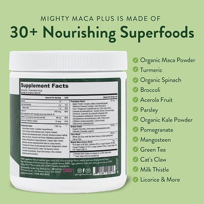 VIDAPURA Mighty Maca Plus by Dr. Anna Cabeca – Organic Superfood Greens Powder for Daily Energy & Vitality, Vegan & Alkaline, 60 Servings