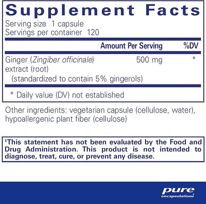 Pure Encapsulations Ginger Extract | Supplement to Support The Digestive, Musculoskeletal, and Cardiovascular Systems* | 120 Capsules