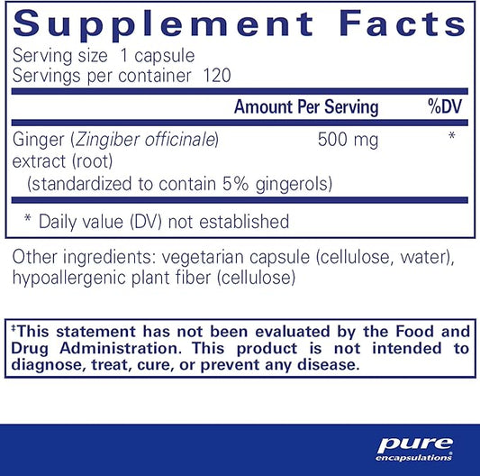 Pure Encapsulations Ginger Extract | Supplement to Support The Digestive, Musculoskeletal, and Cardiovascular Systems* | 120 Capsules