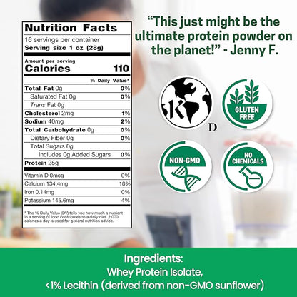 Z Natural Foods Ultra Whey Protein Isolate Powder - Pure, Unflavored, Unsweetened Whey Protein Powder - Flavorless Whey Isolate with Vital Proteins for Fitness, Sports Nutrition, Immune Support, 1 lb