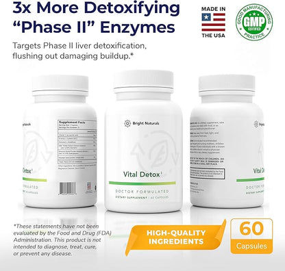 Vital Detox Liver Supplement - First Enzyme-Focused Liver Health Formula - Contains NAC with Milk Thistle, Sulforaphane, and More, 30 Servings