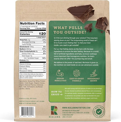 Whey Protein Isolate - Grass-Fed Protein Powder for Recovery - 22g of Protein - 17 Servings (One Size, Chocolate)