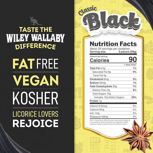 Wiley Wallaby Licorice 24 Ounce Classic Gourmet Soft & Chewy Australian Black Licorice Candy Twists, 2 Pack