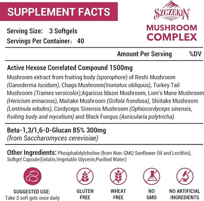 1500mg Liposomal Active Hexose Correlated Supplement,960 Soft Gels Beta-Glucans with Natural Mushroom Extract, Immune System, Liver Function, Maintain T-Cell & Killer Cell Activity