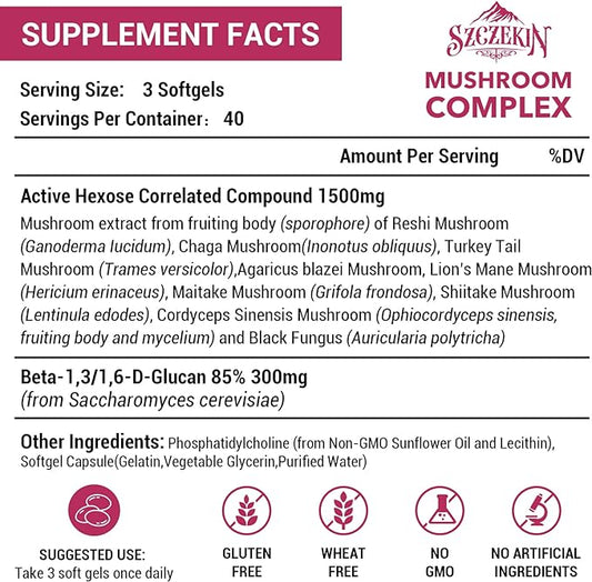 1500mg Liposomal Active Hexose Correlated Supplement,960 Soft Gels Beta-Glucans with Natural Mushroom Extract, Immune System, Liver Function, Maintain T-Cell & Killer Cell Activity