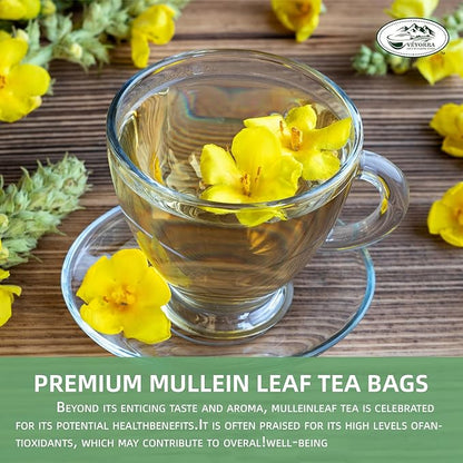 Veyorra Mullein Leaf Tea Bags - 100% Natural & Pure from Mullein Leaves.3g/Bag Non-GMO & Caffeine-Free, Loose Leaf Mullein Herbal Tea For Detox & Respiratory Support (30Bags)