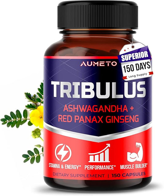 Tribulus Terrestris 98% Saponins - Enhanced 12-in-1 Formula with Yohimbine, Red Panax Ginseng, Ashwagandha for Boosting Energy, Stamina & Endurance* - Made in The USA